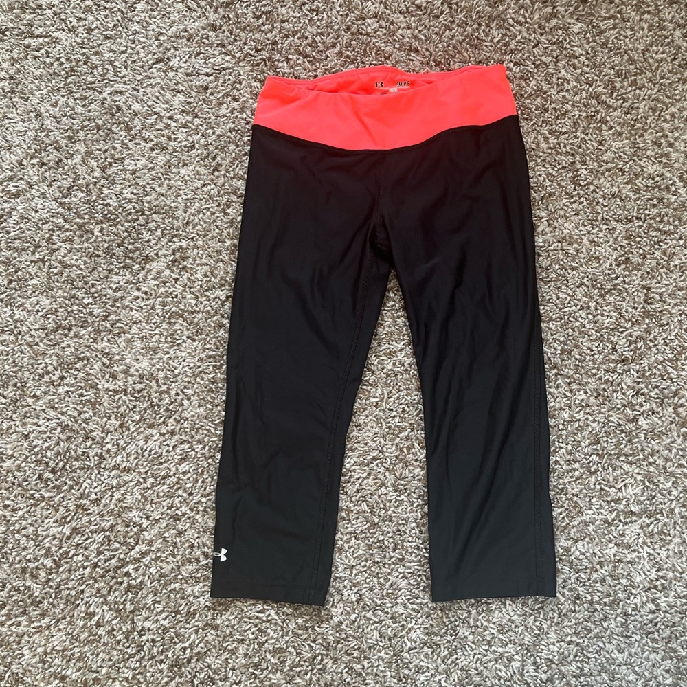 Under Armour Black and Pink Crop Leggings